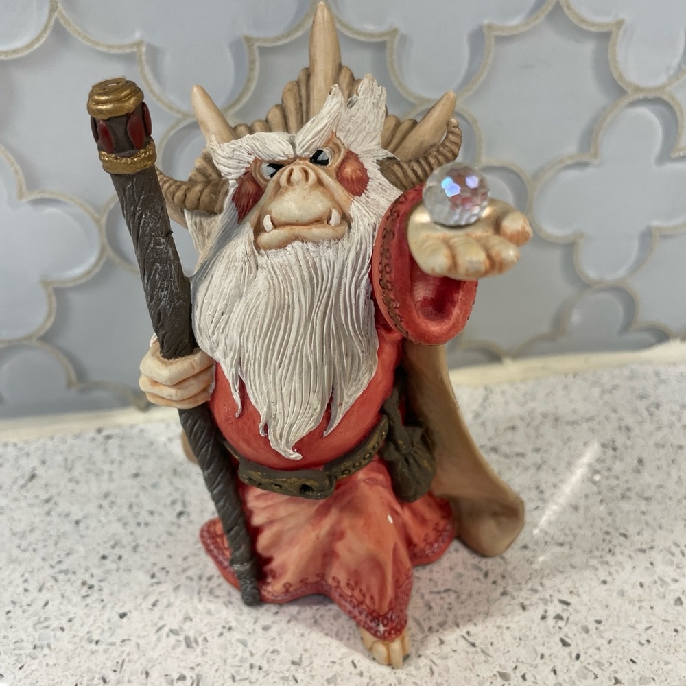 World of Krystonia Panton S N'borg Mythical Creature Wizard Figurine Holding Orb